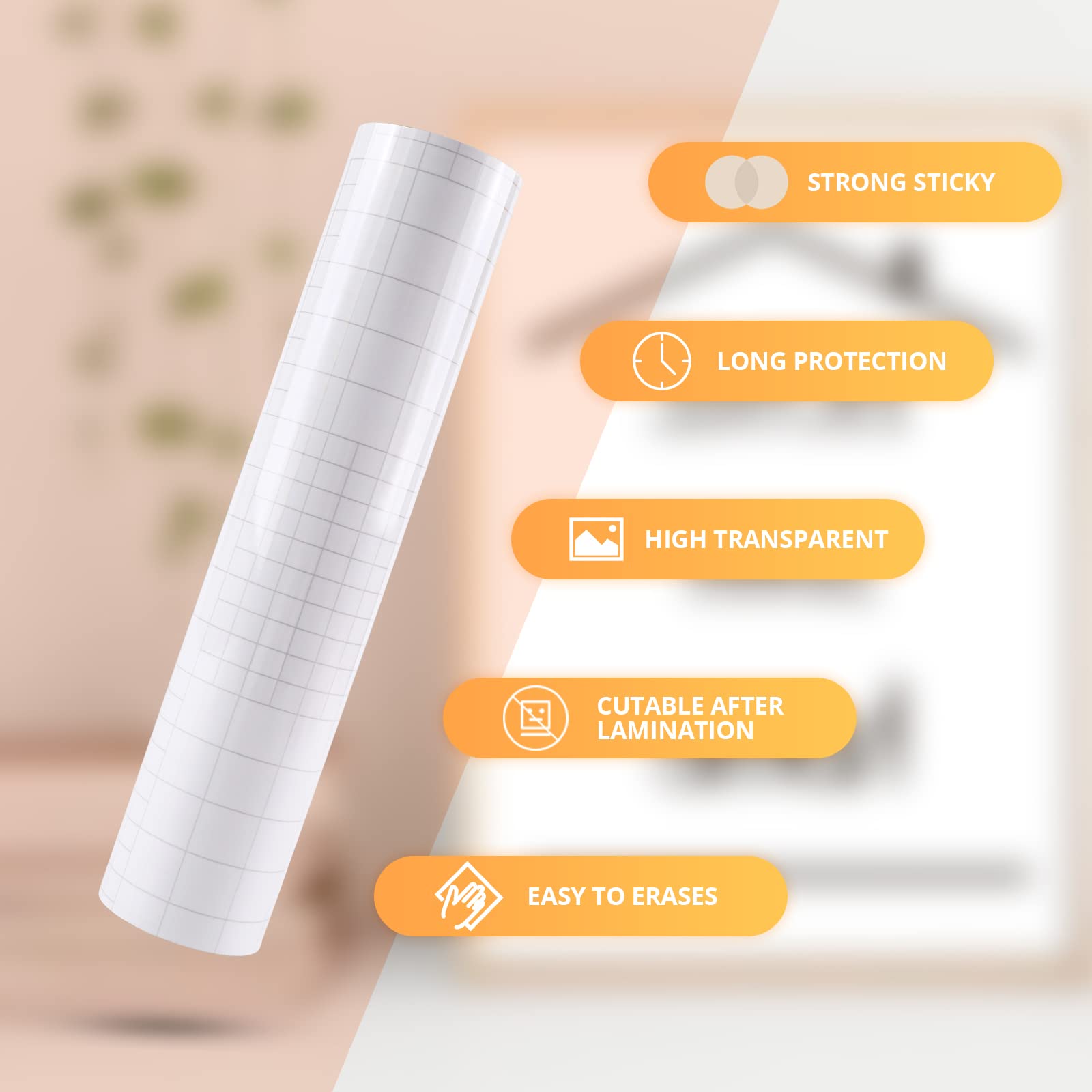 HTVRONT Clear Self-Adhesive Laminating Vinyl Roll-12