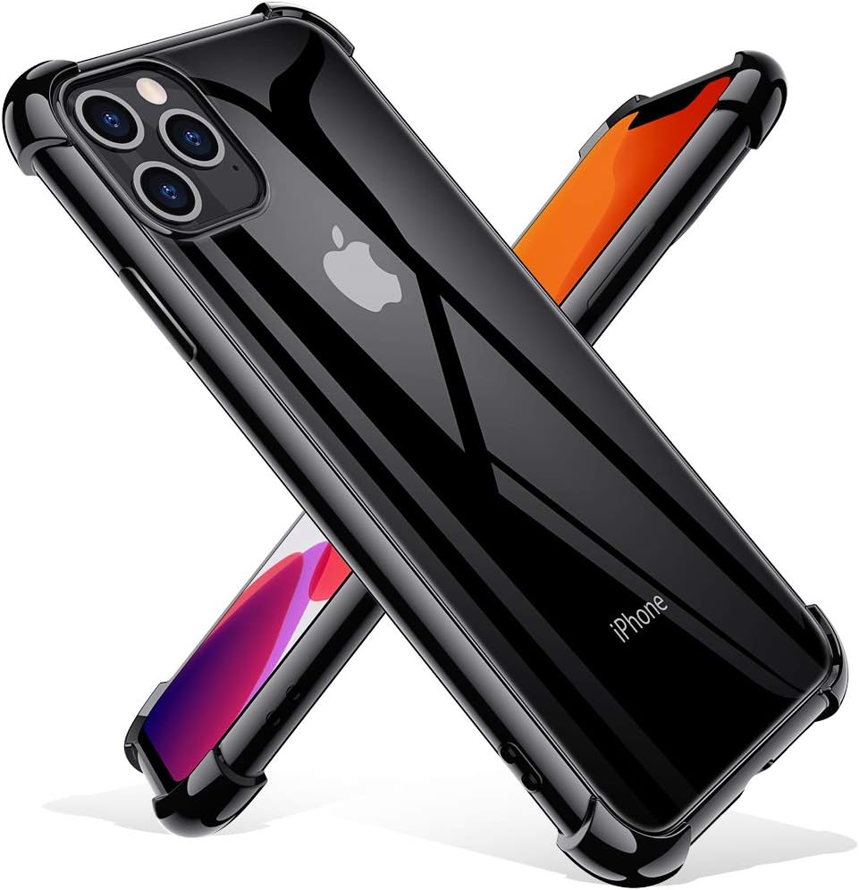 Joyguard iPhone 11 Pro Case, iPhone 11 Pro Cover with [Tempered Glass Screen Protector*2] Soft TPU Silicone Shock-Absorption Anti-Scratch iPhone 11 Pro Case Shockproof - Black (5.8")