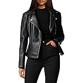 Women Leather Jacket, Buttery Soft Faux Leather Motorcycle Moto Biker Short Jacket, Stretchy Sleeve Asymmetrical Stylish Coat