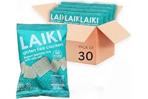 LAIKI Gluten Free Rice Crackers - Brown Jasmine Rice | Low Sodium Healthy Snack | Vegan SEED-OIL FREE | NON-GMO | GF for Adults | Diabetic Friendly | Gluten Free Variety Pack | Clean & Vegan | Party Crackers | Pack of 30