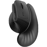SANWA Wireless Ergonomic Mouse for Large Hands with Wrist Rest, Black | 3 Device Switch, Silent Click, 46&deg; Vertical Mouse, 1000-4000 DPI, 2 Bluetooth 5.4 + 2.4G, Compatible Win/Mac/Laptop/PC