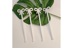 YUXUANISH 20pcs of Bow Drink Stirrers,Acrylic Drink Stirrer,Bow Drink Stir Stick,Swizzle Sticks for Party&Festival Decoration (White)