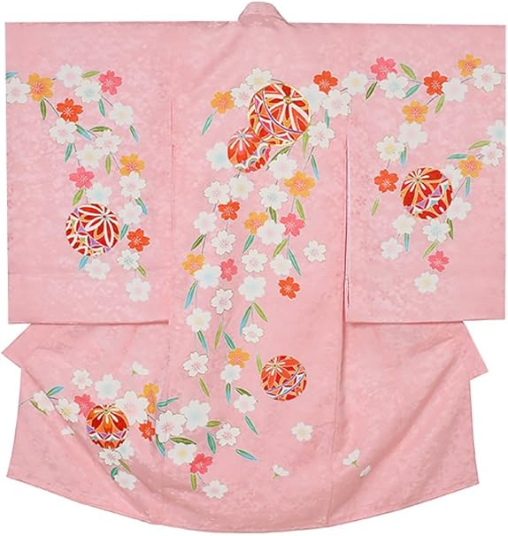 Amazon 京都きもの町 女の子のお宮参り着物 祝い着 熨斗目 薄ピンク色 枝垂れ桜に毬 加茂6 一ツ身 フードセット付き 0252 着物 通販