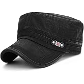 Glamorstar Unisex Cadet Army Cap Washed Cotton Twill Military Corps Hat Flat Top Cap