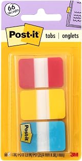 Post-it 686-RYB Bookmark Tabs 1 Inch 22 Tabs per Color 66 On the Go