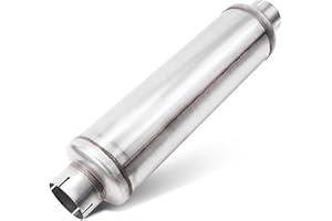 4 Inlet/Outlet Diesel Exhaust Muffler, 30-Inch Overall Length Stainless Steel Universal Straight-Through Muffler for Diesel T
