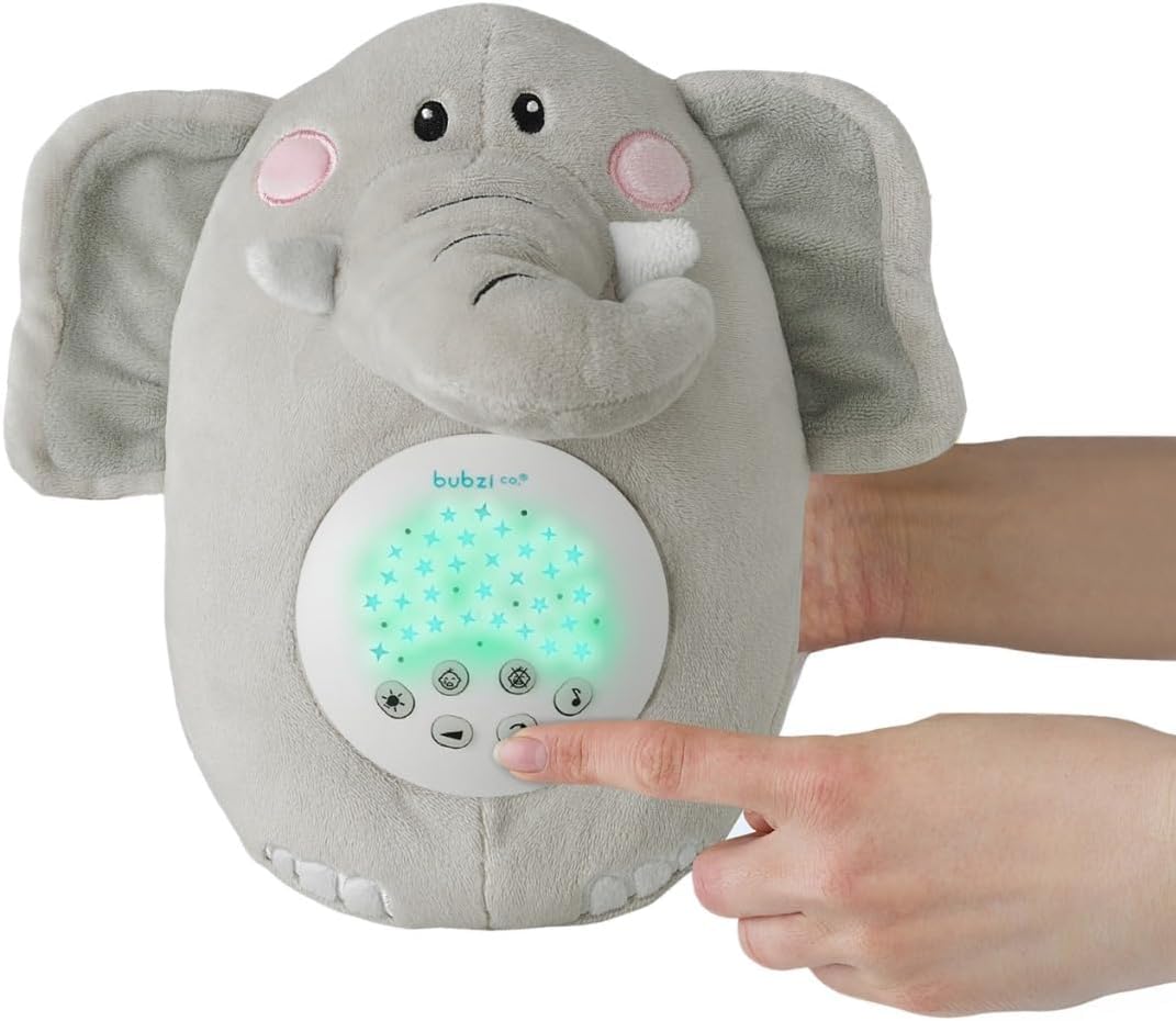 Bubzi Co Baby Soother Toys Elephant White Noise Sound Machine, Toddler Sleep Aid Night, Unique Baby Girl Gifts & New Baby Boy Gifts, Portable Soother, Gender Neutral