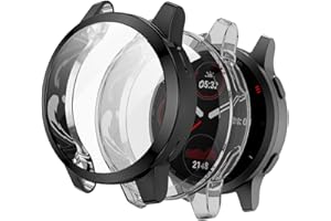 WUWOCJ 2-Pack Screen Protector Cases Compatible with Garmin Vivoactive 4/Venu 2 45mm,All-Around Soft TPU Protective Case Bumper Frame Cover (Black/Clear)