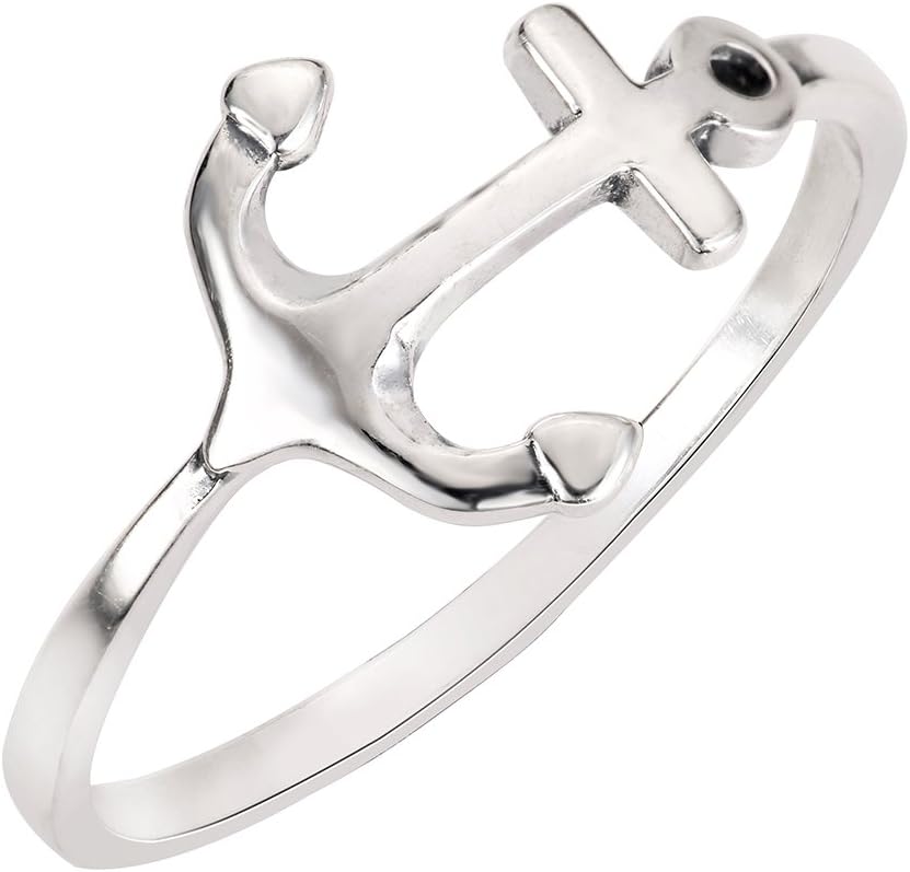 CloseoutWarehouse Sterling Silver Anchor Ring (Color Options Sizes 3-15)