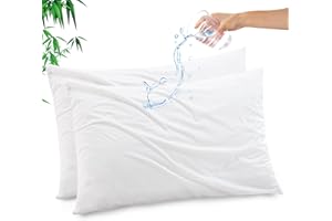 Gogreen Bamboo Rayon Waterproof Pillow Protector, Breathable Pillow Cover, Cooling Pillow Case Protector with Zipper, Super S