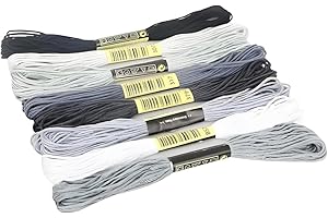 8-Pack Embroidery Floss Set - 7.5m Cotton Thread for Friendship Bracelets, DIY Crafts and Sewing, Fashion Grey Color, 100% Co