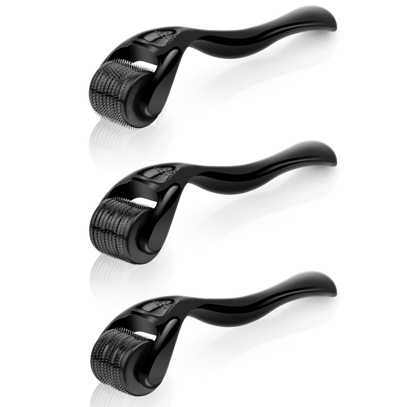 URAQT Derma Roller, 3Pcs (0.25mm/0.5mm/0.75mm) Beard Growth Roller, 540 Titanium Micro Needling Rollers for Men Women,Microneedle Face Rollers for Stimulate Hair Growth