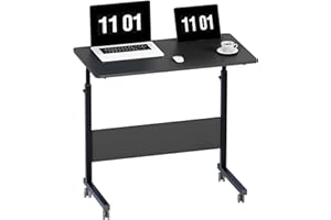 SogesPower 31.5 inches Mobile Laptop Desk with Slot Adjustable Side Table Computer Stand for Bed Sofa, Black