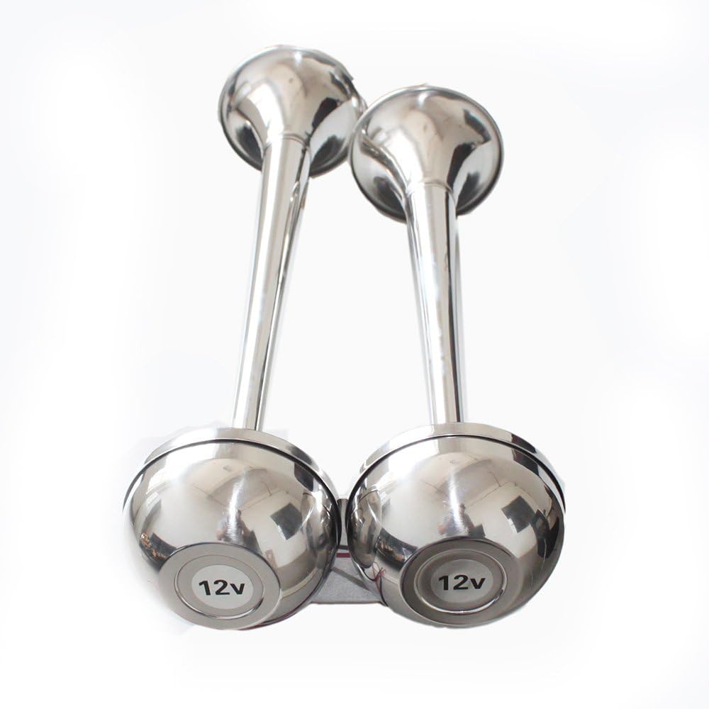 X-Haibei 12V Marine Trumpet Horn Twin Dual Electric Stainless Steel Powerful Boat Horn for Truck: Automotive