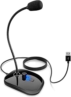 USB Mikrofon für Computer, PC Mikrofon mit Drehknopf Lautstärkeregelung und Stummschalttaste, Plug and Play Mic, Professionelles Mikrofon für Youtube, PS4, Diktat, Aufzeichnung, Telefonkonferenz,Skype