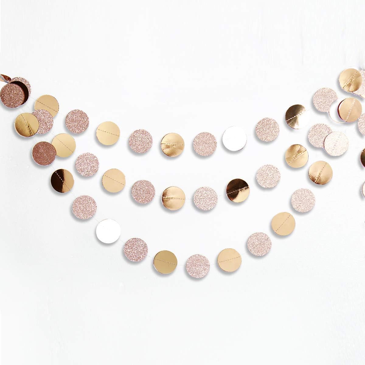 Decor365 Glitter Champagne Gold Decorations Paper Circle Dots Garland Party Streamers Bunting Backdrop Hanging Decor Banner/Wedding/Bachelorette/Bridal Shower/Christmas/New Year/Home/Engagement/ - Image 4
