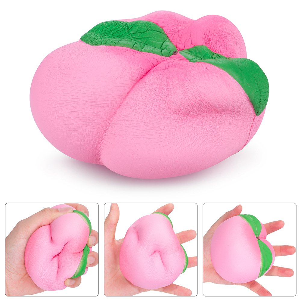 rosybeat 5PCS Squishies Pack Jumbo Scented Fruit Squishy Squeeze Toy Soft Slow Rising Squishys for girls and boys Stress Reliever Gift （Strawberry Peach Banana Ice Cream Cone Panda ）