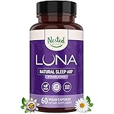 Nested Naturals Luna Sleep Aid - Non-Habit Forming Natural Sleeping Pills for Adults with Naturally Sourced Ingredients - Valerian Root, Melatonin, Chamomile, Lemon Balm, and More - 60 Vegan Capsules