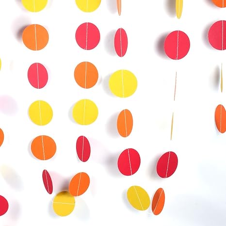 Amazon De Papiergirlande 4m Bunte Runde Hangenden Tissue Papier Kreis Blumen Girlande Schnur Kette Haupthochzeits Feiertags Geburtstags Ereignis Partei Hangende Dekoration Neu Round Yellow Orange Red
