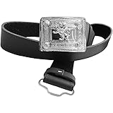TartanistaBelt & Buckle Kilt Men's Scottish Black Leather Celtic Chrome Buckle