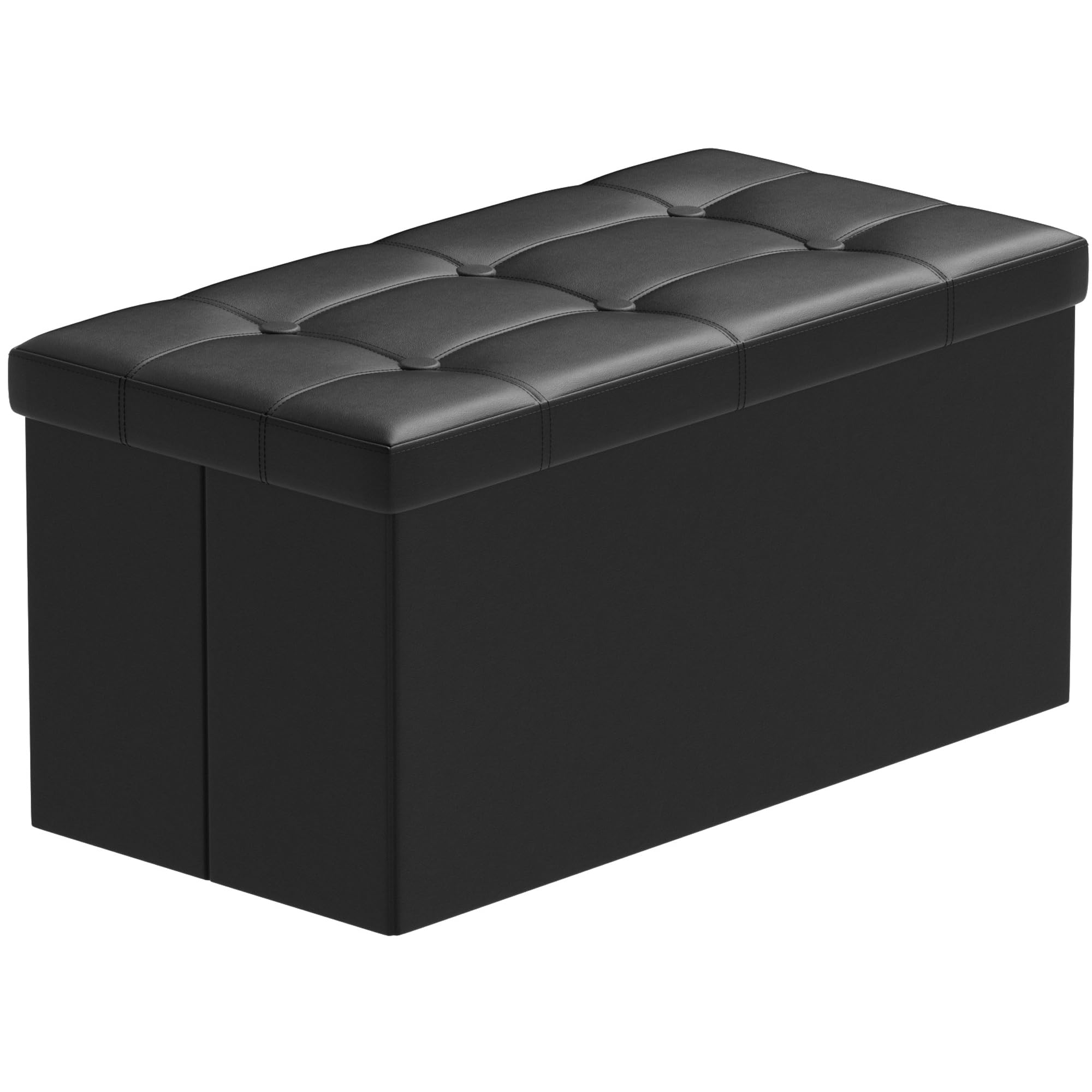 BRIAN & DANY Faux Leather Ottoman Storage Box Storage Ottoman, Toy Storage and Ottoman Bench with Cover 80 x 40 x 40 cm (Black)