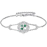 YAFEINI Celtic Shamrock Bracelet 925 Sterling Silver Irish Knot Bracelet Shamrock Jewelry Gifts for Women