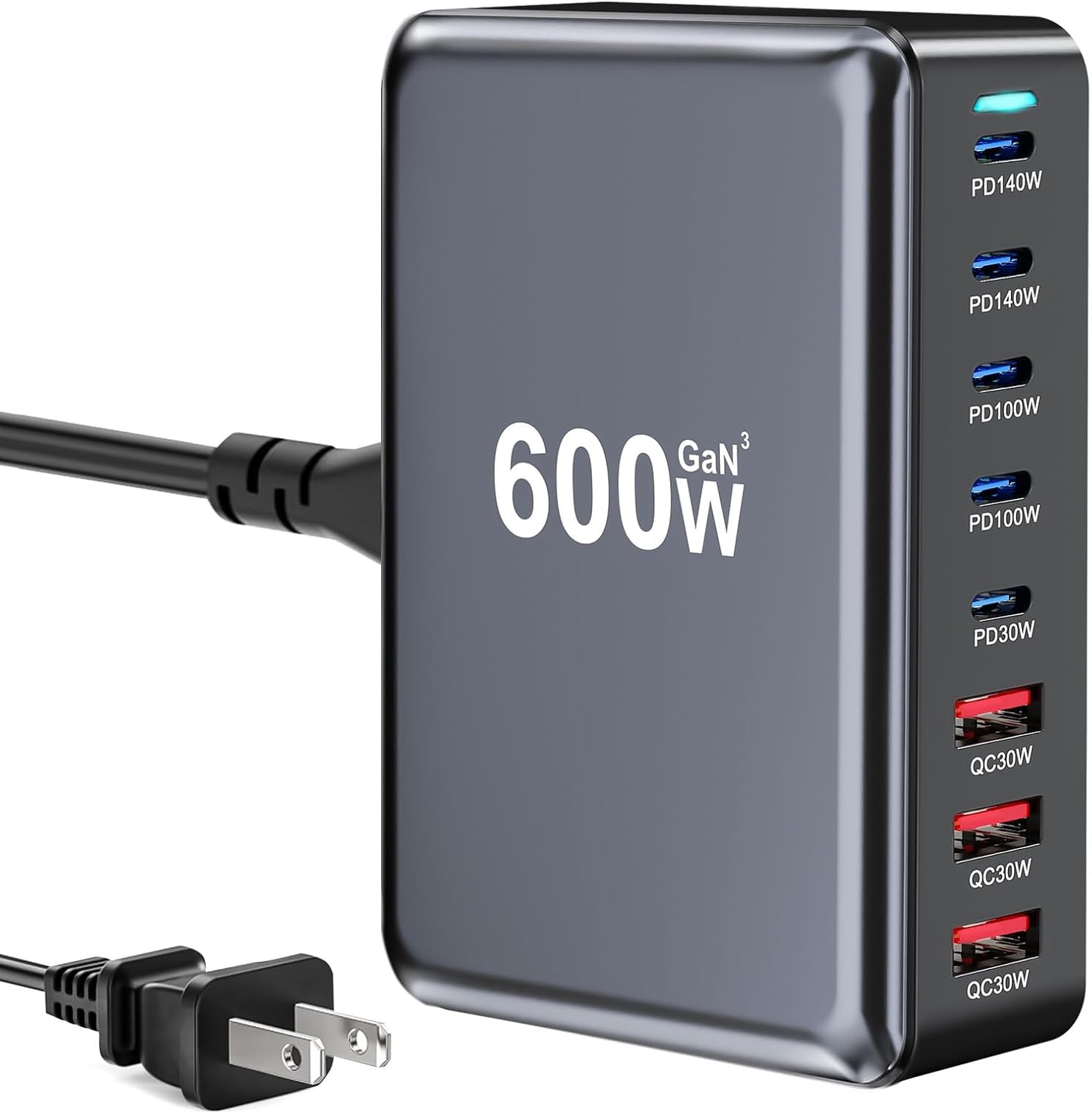 Photo 1 of USB C Charger GaN? 600W Desktop Charger Block, Charging Station Hub?PD 3.1/QC 5.0 Fast Charging Station, for All iPad iPhone 17/16/15/14/13/Pro Max/DELL HP MacBook Pro/Air, Samsung Galaxy Note