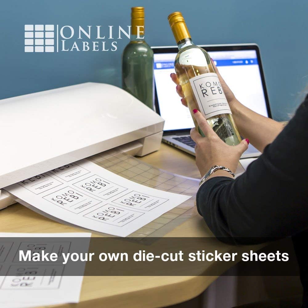 Sticker Paper, 100 Sheets, White Matte, 8.5 x 11 Full Sheet Label, Inkjet or Laser Printer, Online Labels : Office Products