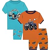 Little bety Boys Cotton Dinosaur Pajamas Kids Summer Shorts Space Pjs Toddlers Truck Sleepwear Sets 18Months-10Years