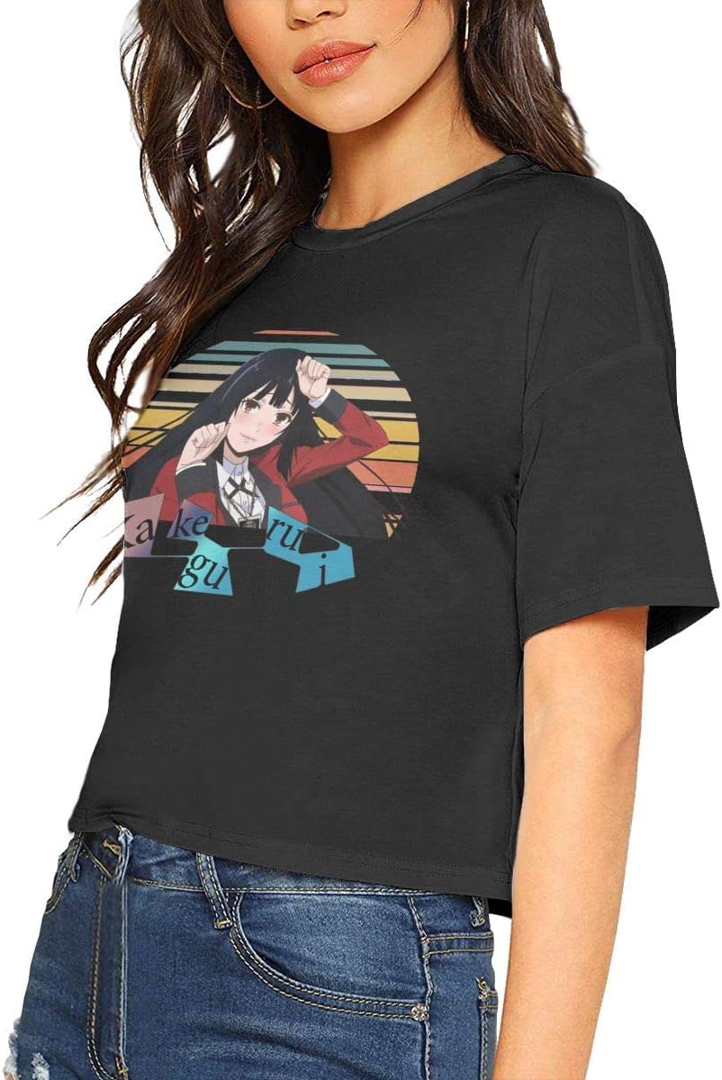 Woman's Cool Print Crop Top Summer Lumbar Midriff T-Shirt