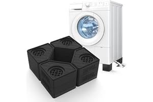 SEISSO Anti Vibration Pads for Washing Machine. Washer and Dryer Pedestals Increase Hight 3.14". Double Heighten Rubber Pads. Shock and Noise Cancelling for Washing Machine Foot Pads (Black)
