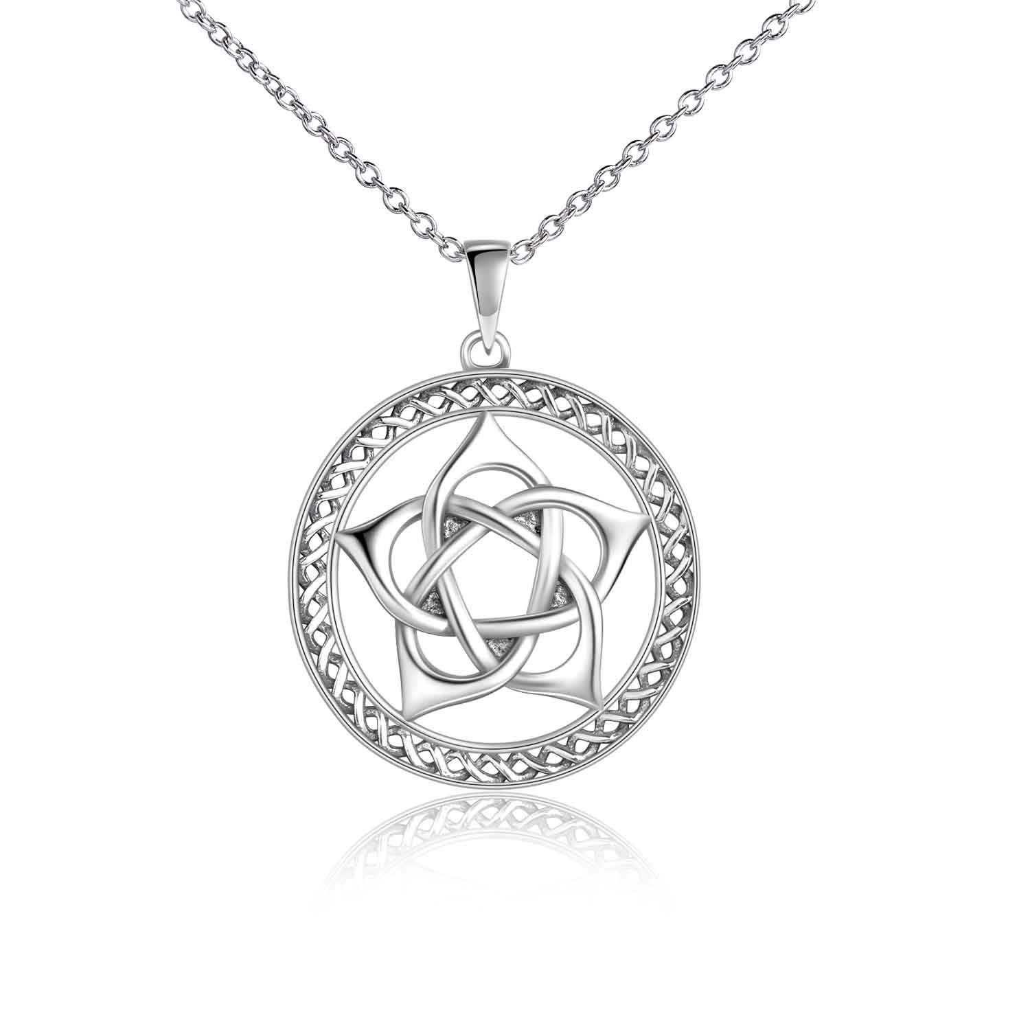 YAFEINI 925 Sterling Silver Pentagram Pentacle Pendant Necklace Wiccan Jewelry for Women Men Gifts