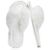 GOEWY Womens Fuzzy Slippers with Box Memory Foam Soft Gifts for Women Mom Ladies Open Toe Fluffy Faux Fur Flip Flop Thong Slippers Bedroom Indoor Slides Shoe Birthday Valentines
