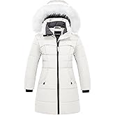 wantdo Girl's Winter Coat Waterproof Long Puffer Jacket Warm Parka with Faux Fur Hood
