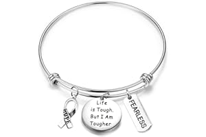 MAOFAED Cancer Survivor Gift - Inspirational Awareness Ribbon Charm Bracelet for Her