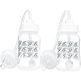 Hands-Free Baby Bottle - Anti-Colic Self Feeding Baby Bottle with Straw Tube System for Easy Feeding 4 oz (2 Pack - Elephant)