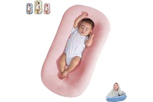 SAANERUEEN Baby Lounger 0-24 Months, Newborn Lounger Nest Sleeper, Baby Lounger for Newborn, Soft Breathable Lounger Pillow for Infants (Pink,0-12 Months)