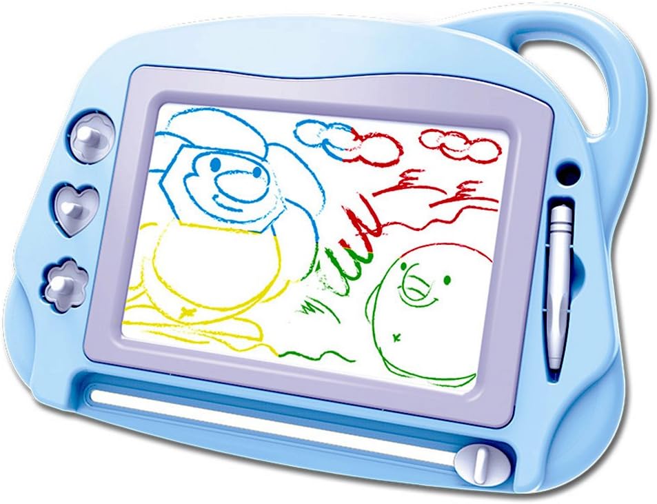 AiTuiTui Magnetic Drawing Board Mini Travel Doodle, Erasable Writing Sketch Colorful Pad Area Educational Learning Toy for Kid / Toddlers/ Babies with 3 Stamps and 1 Pen (Green): Toys & Games