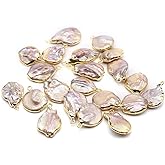 LE SKY 10 Pcs Natural Pearl Pendants Multiple Shapes Cultured Freshwater Pearl Charms for Jewelry Making Women Gift