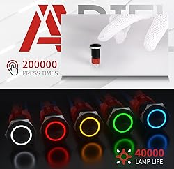 APIELE 10 Amp 16mm Latching Push Button Switch 12V