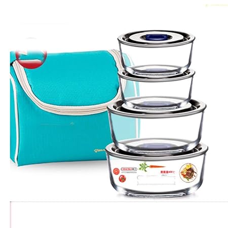 Fangfang Contenedor de Caja de Almacenamiento de Vidrio Redonda ...