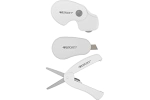 Westcott Titanium-Bonded Mini 3-Piece Travel Set - Folding Scissors for Fabric and Paper, Slicer & Rotary Cutter for Fabric