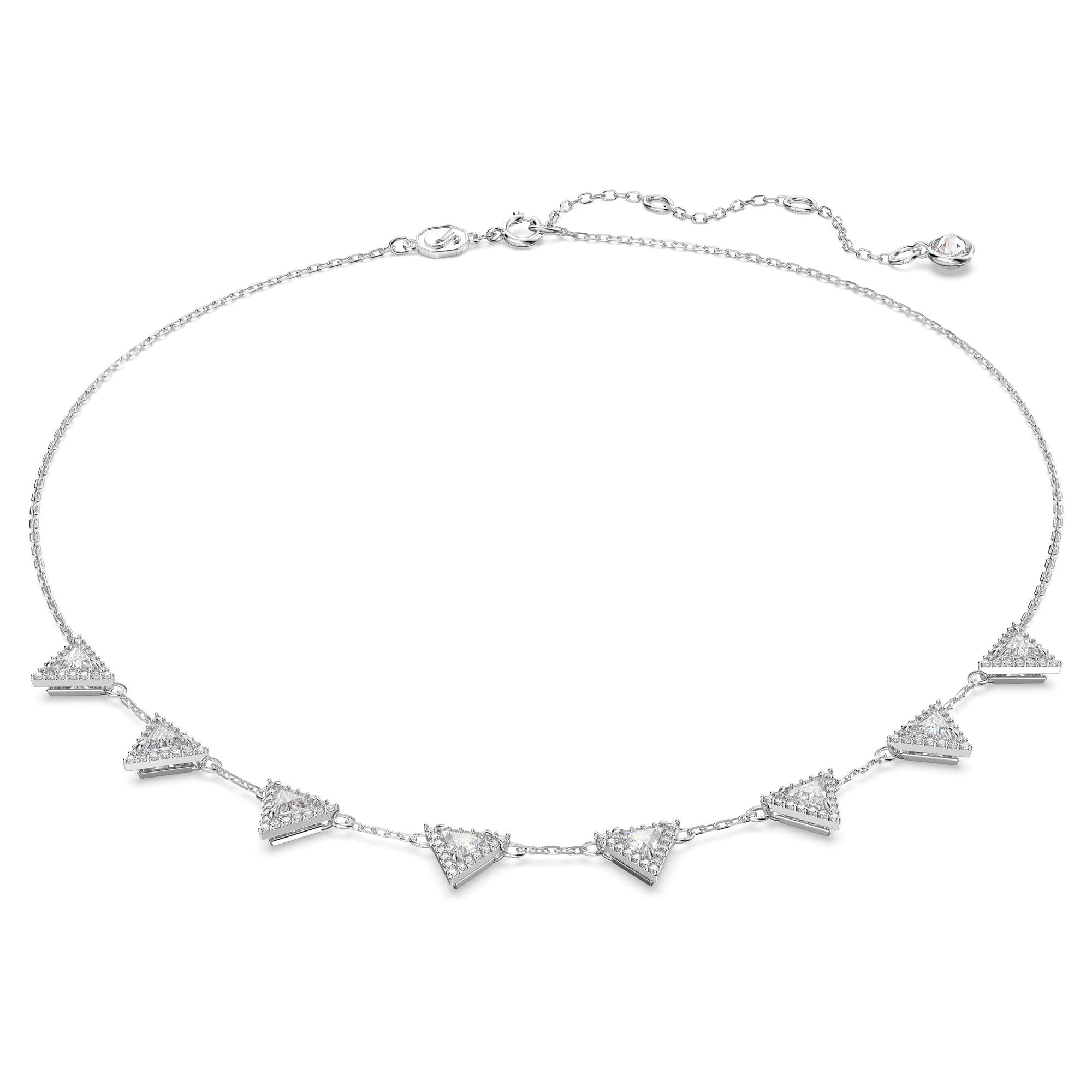 Swarovski Ortyx Necklace, Triangular Cut White Crystals in a Rhodium Plated Setting, from the Millenia Collection
