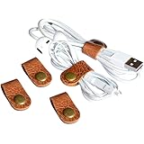 CAILLU cord headphone organizer earbud case earphone headset wrap winder handmade Leather,cord management,Phone headphone cable organizer USB holder,Tiny leather gadget earbud case clips cable ties 5