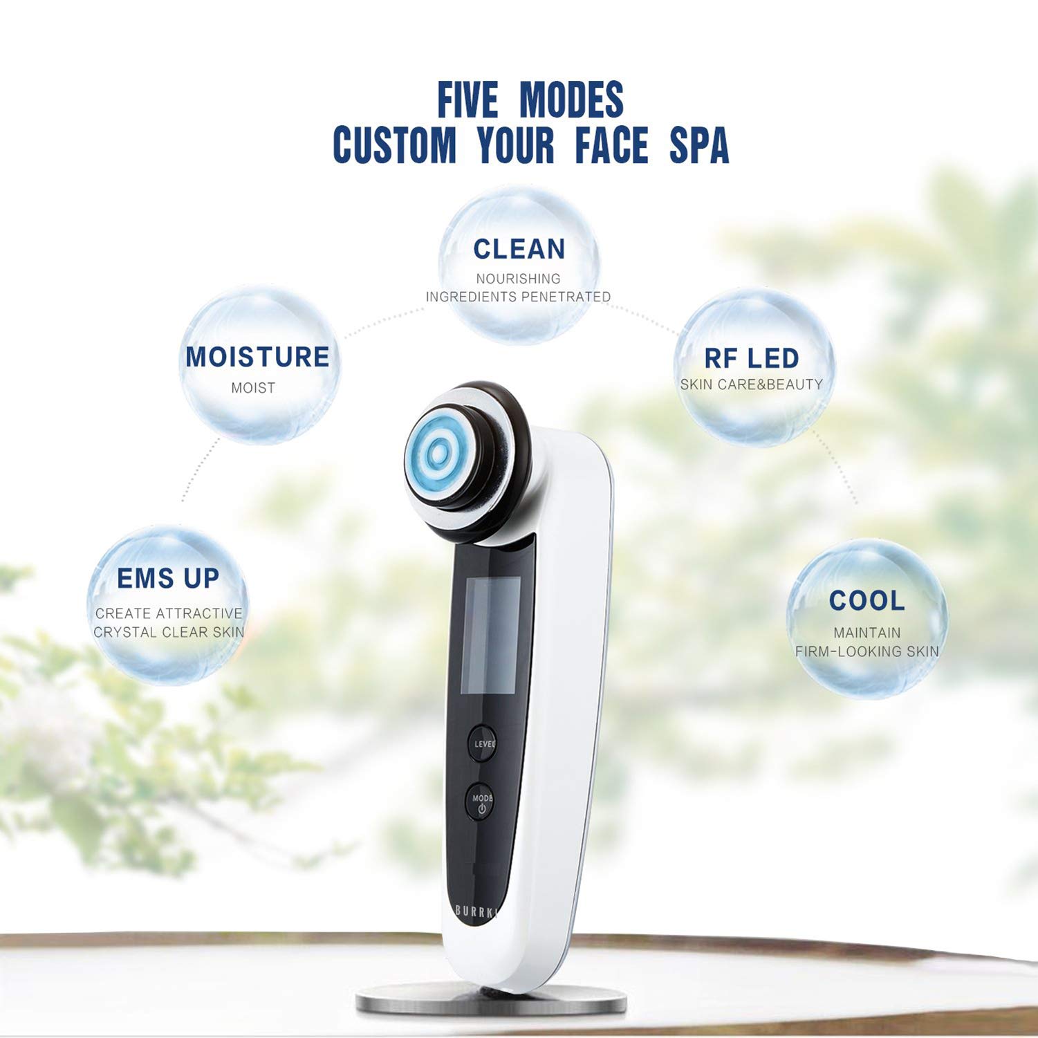 BURRKI Beauty Device RF Face Cleansing Machine,High Frequency Facial Massager, Anti-wrinkle Anti-aging Skin Cleaner