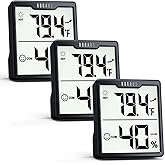 DOQAUS 3 Pieces Digital Hygrometer Indoor Thermometer Humidity Meter, Black | Accurate Temperature Indicator and Humidity Monitor for House, Baby Room, Greenhouse, Incubator - Battery Included