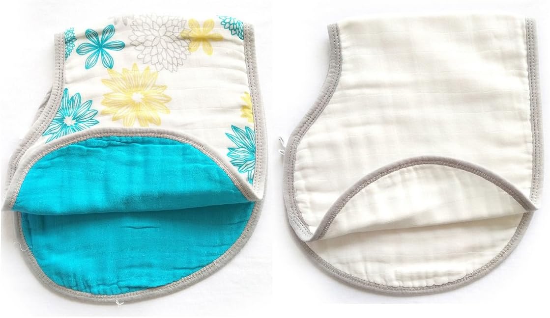 Baby Drool Bibs, 2 Pack Burpy Cloth for Drooling and Teething, 100% Cotton and Super Soft Absorbent Baby Bibs for Boys and Girls, Baby Shower Gift Set(Blue Floral,23.5''x 9'')