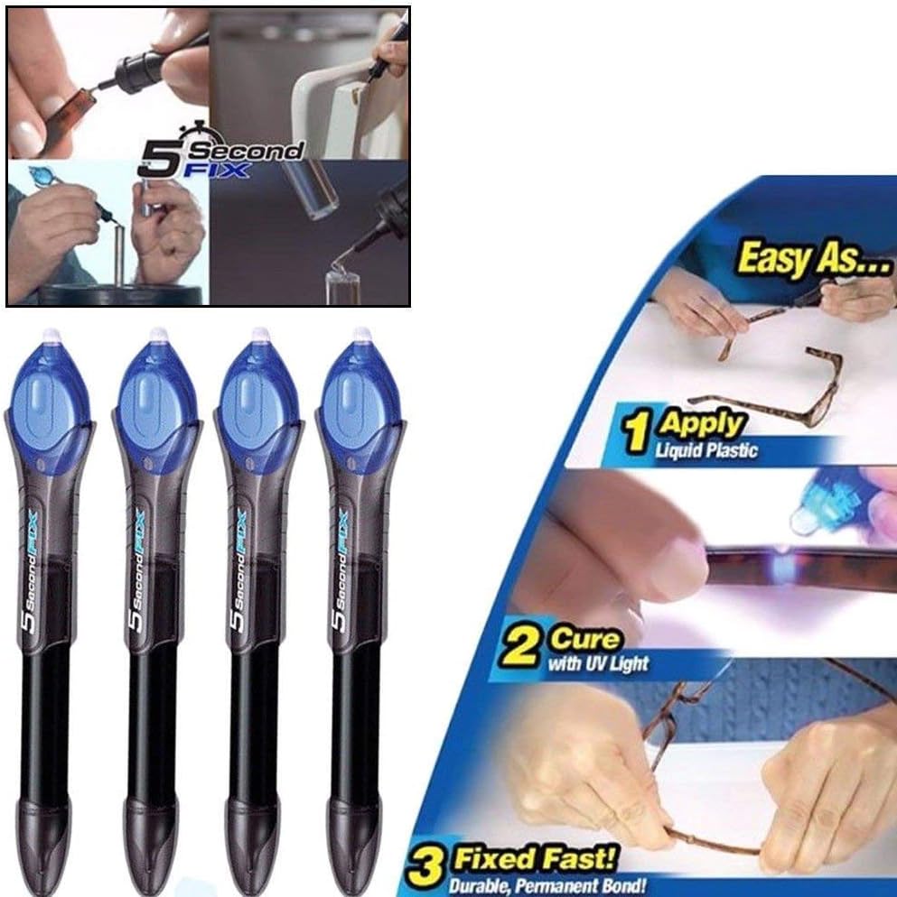 Lefeng 4 PCS x 5-Second Fix/Fill/Seal/Repair UV Light Glue Liquid-Plastic Welding Tool Pen