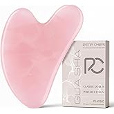 Rena Chris Gua Sha Facial Tools, Rose Quartz Guasha Tool for Acupuncture, Manual Massage Tool for Jawline Sculpting and Puffi