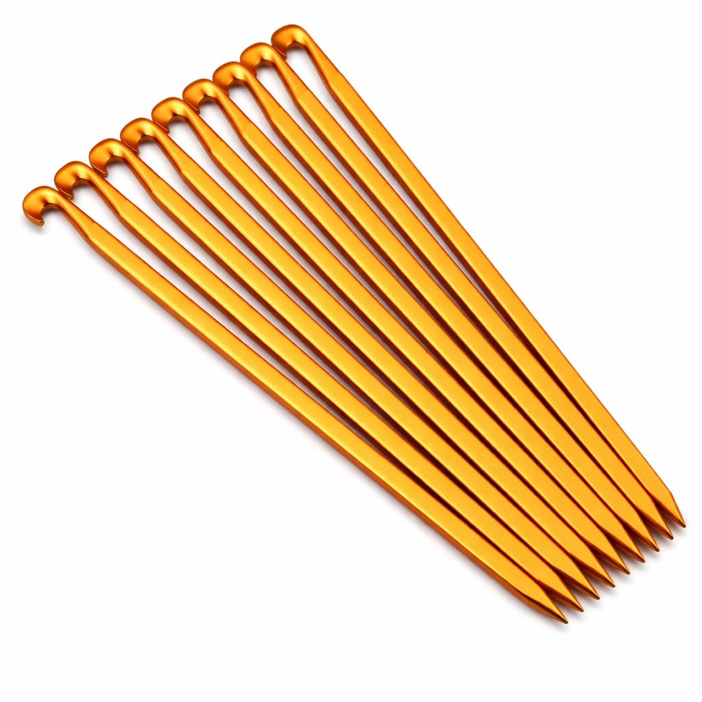 10pcs Tent Pegs 16cm Tent Stakes Pegs Aluminum Alloy Heavy Duty Lightweight Tent Stake For Camping Hiking Traveling Emergency Survival(Gold)